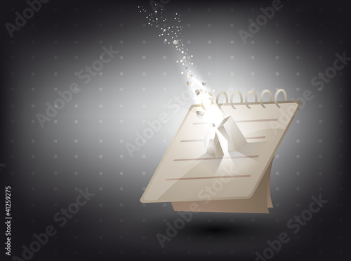 abstract background -notebook in 3D with light effect