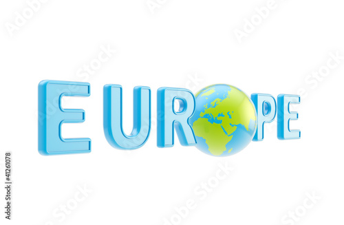 Word "Europe" symbol isolated