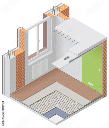 Vector isometric apartment cutaway icon