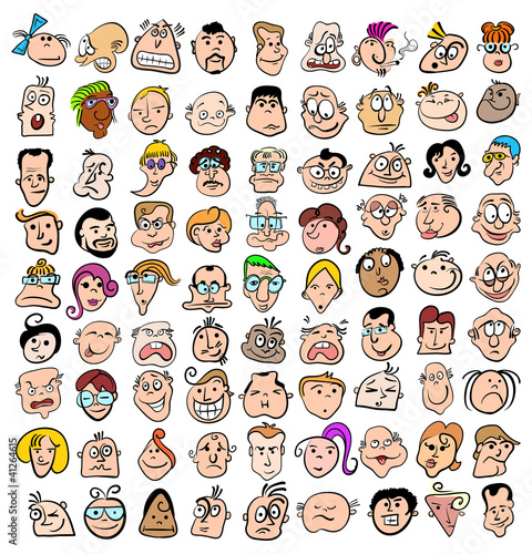 People face expression doodle cartoon icons