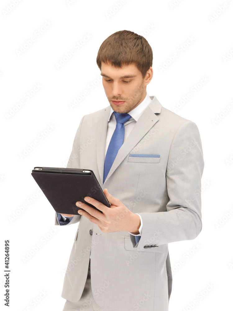 calm man with tablet pc computer calm man with tablet pc computer