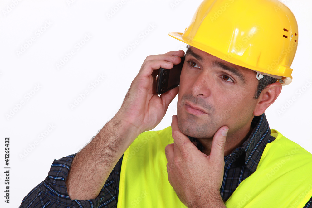 Entrepreneur on the phone on white background Entrepreneur on the phone on white background