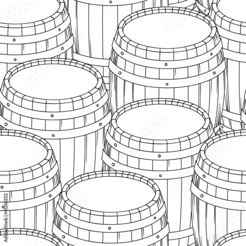 Barrel and cup seamless background. Vector illustration.