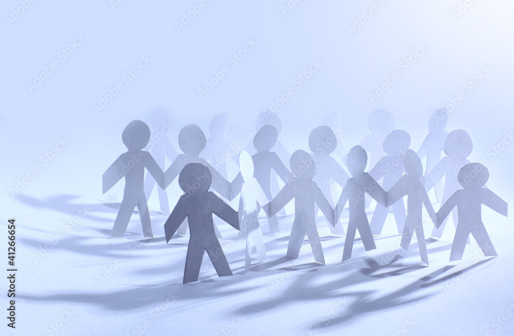 Team of paper doll people holding hands Team of paper doll people holding hands