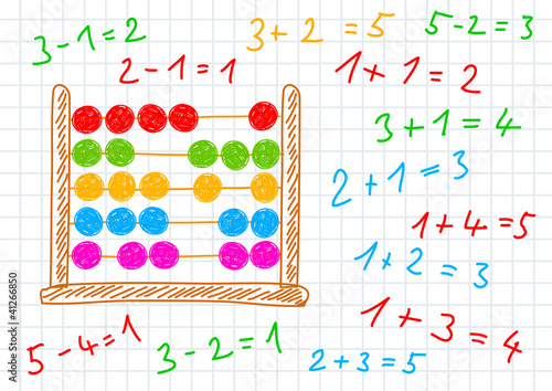 Drawing of abacus on squared paper