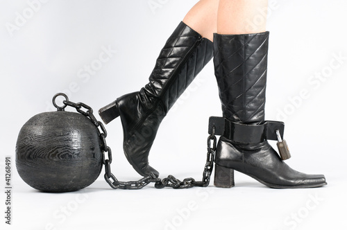 woman's foot with prison ball