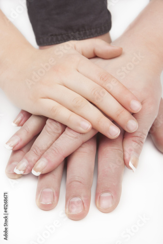 three hands connected together