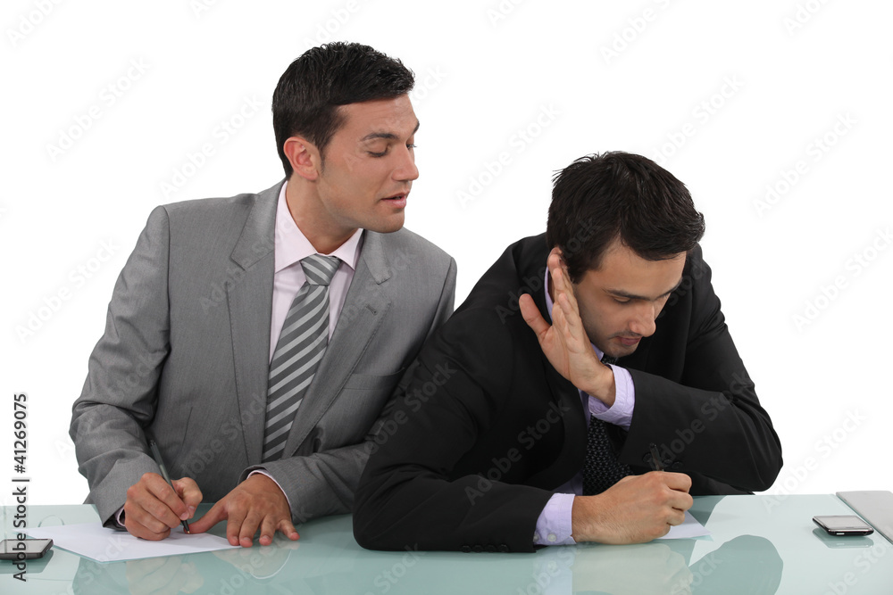 Boss shouting at employee Boss shouting at employee