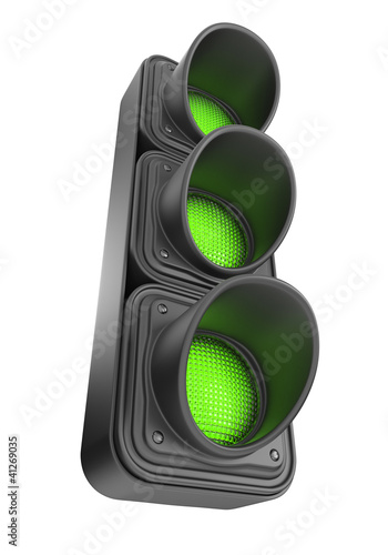 Green traffic lights 3d. Mo...