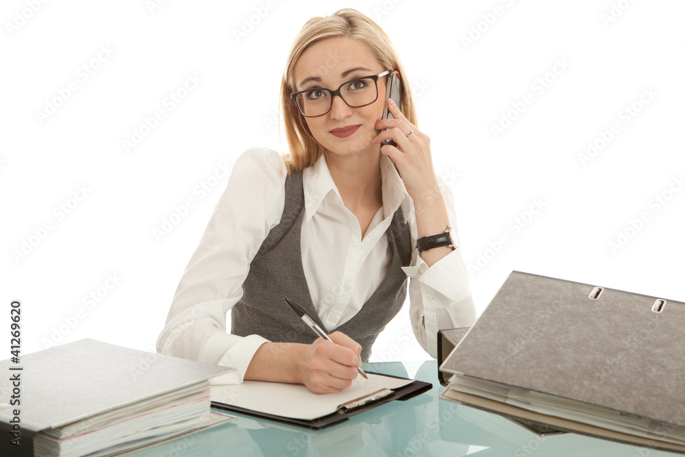 business woman with folder on desk workin isolated business woman with folder on desk workin isolated