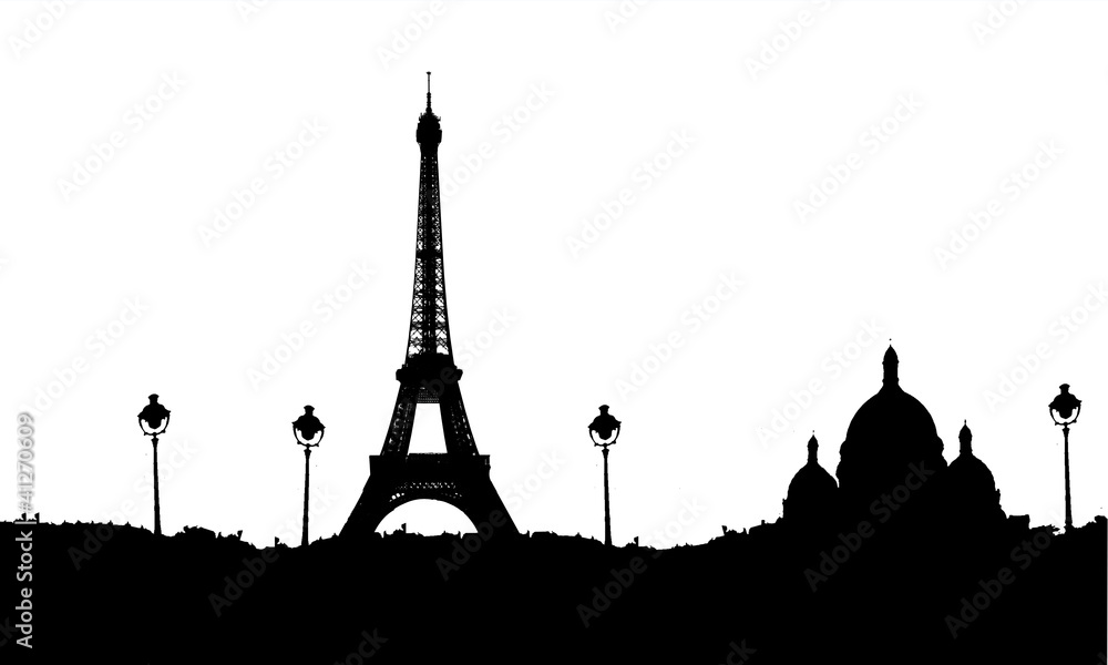Fototapeta premium Paris - Tour Eiffel - Sacré Coeur