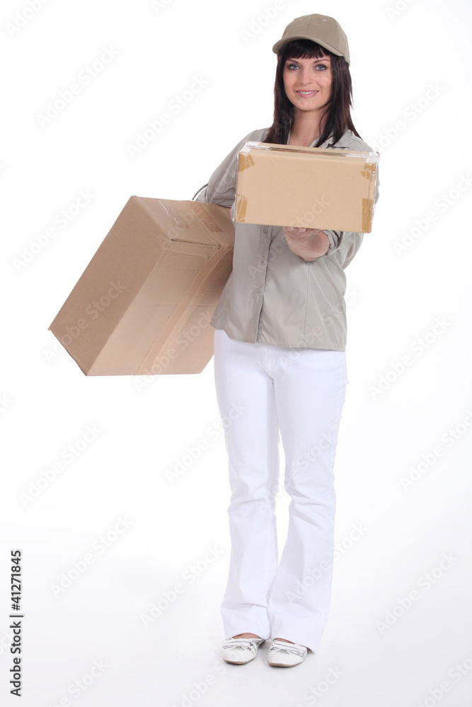 Young deliverer of packages Young deliverer of packages