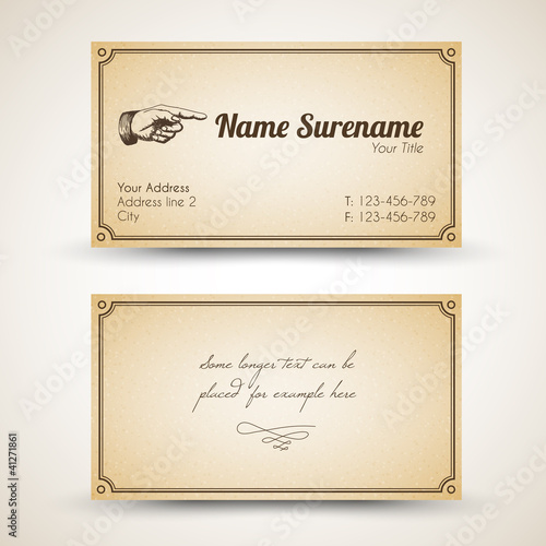 Vector old-style retro vintage business card