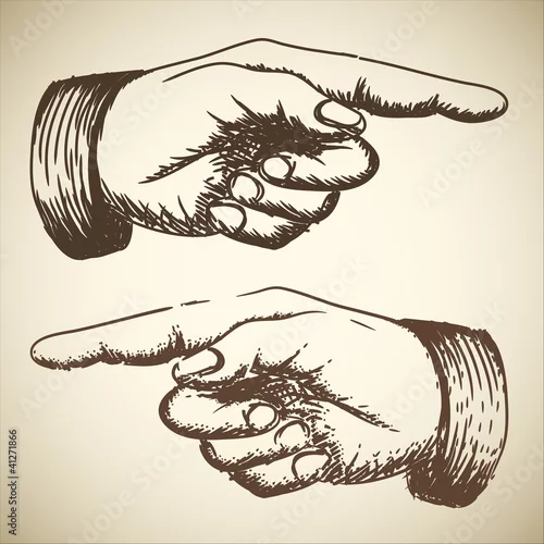 Obraz Wektor retro Vintage, wskazując ręką