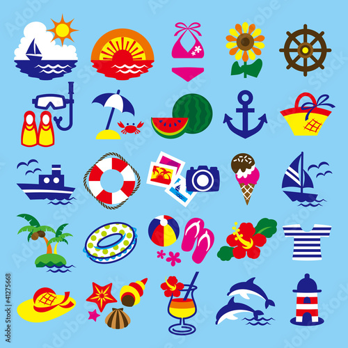 Set of a colorful summer icon