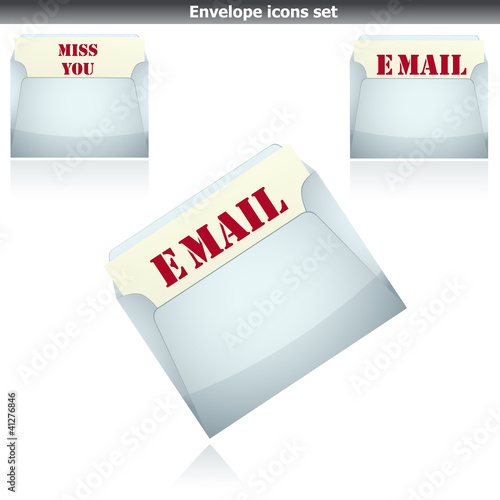 Email envelopes icon set isolated on white