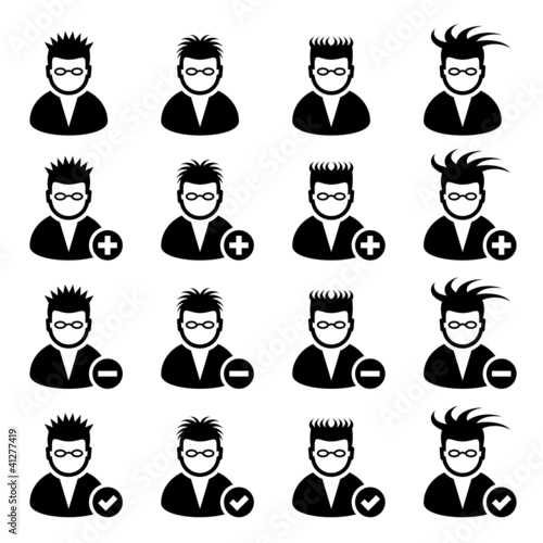 vector add delete person icons