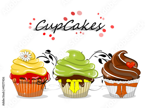 Cupcakes , Muffins Illustration mit Ornament