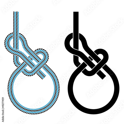 vector bowline loop climbing rope knot symbols
