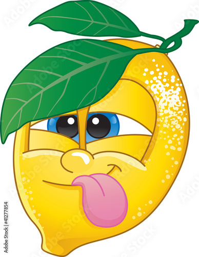 Cute lemon fruit character pulling a funny face
