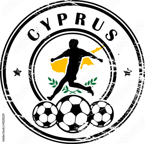 Stamp with football and name Cyprus, vector illustration