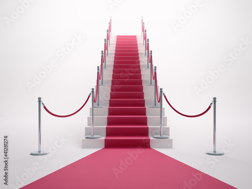 Red carpet leading up the stairs