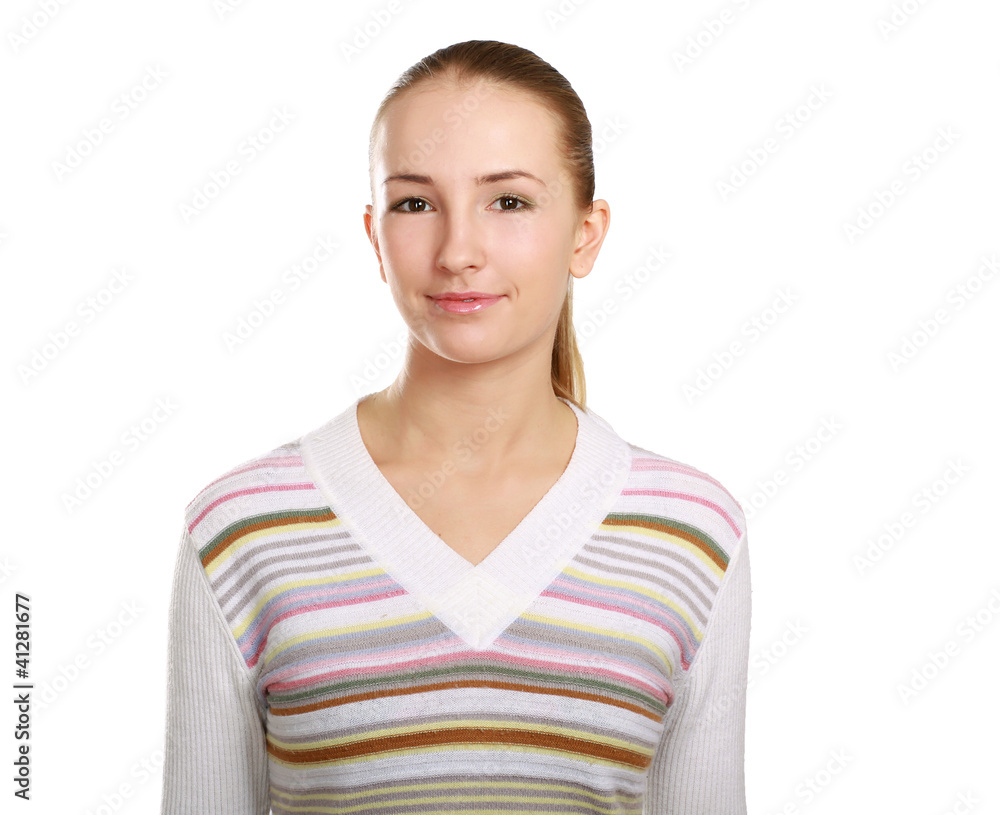 Portrait of a young woman, isolated on white Portrait of a young woman, isolated on white
