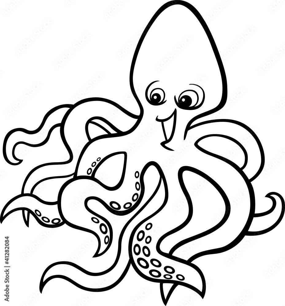 cartoon octopus for coloring book