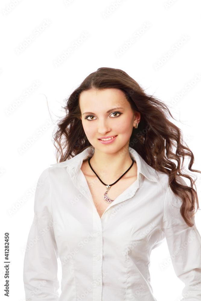A portrait of a business woman on white background A portrait of a business woman on white background