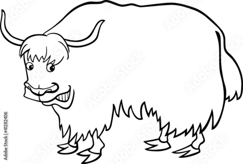 cartoon Yak for coloring book