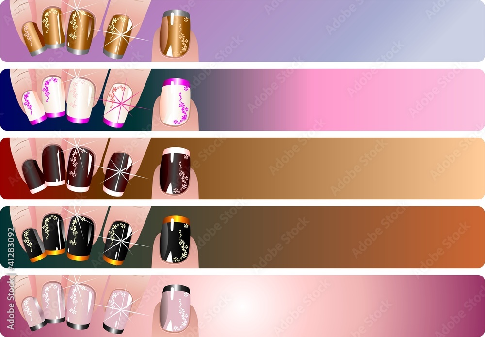 French manicure banners set