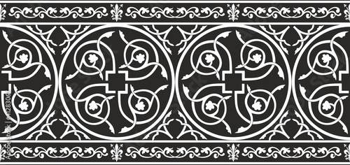 Obraz na płótnie Seamless gothic floral vector border with fleur-de-lis w salonie