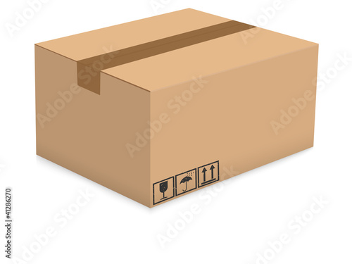 Cardboard box isolated on the white background.