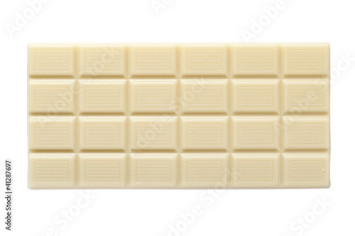 Fotografi white chocolate bar, isolated on white