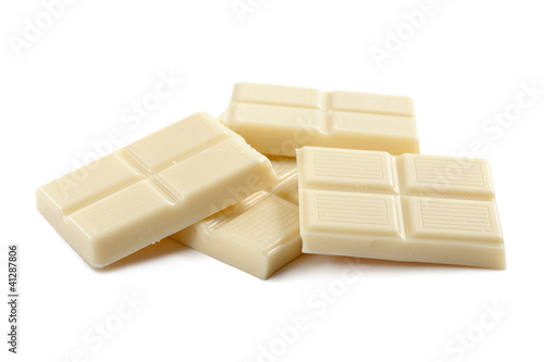 white chocolate block on white background