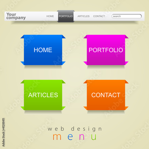 Web design abstraction menu.