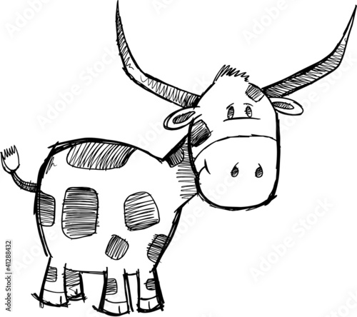 Goofy Sketch Bull Cattle Animal Vector