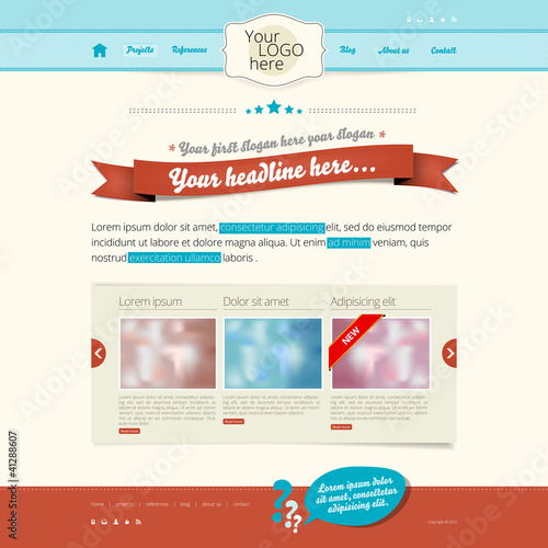 Website vector template - modern retro design