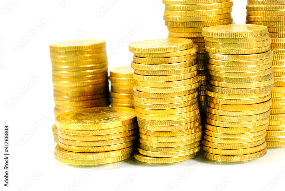 Gold towers made out of gold coins