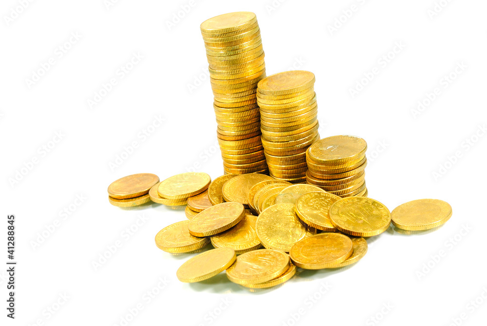 Gold towers made out of gold coins Gold towers made out of gold coins