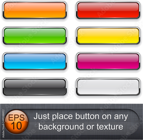 Rectangular glossy buttons.