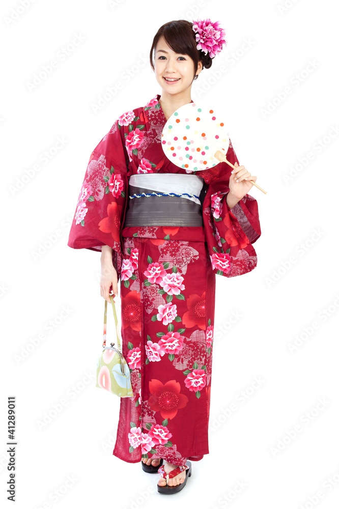 Beautiful kimono woman. Portrait of asian woman.