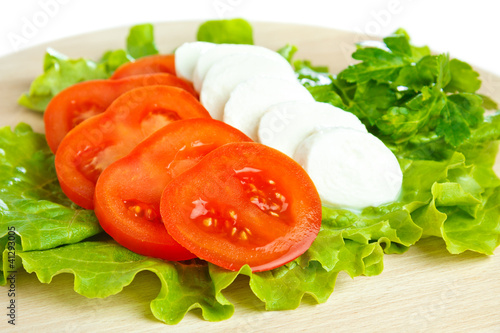 Cheese with tomato and salad