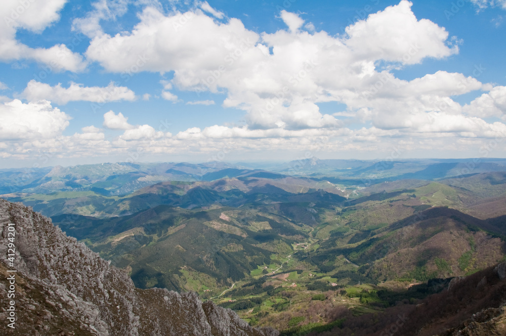 Panoramic view from 	Aizkorri range, Basque Country (Spain)