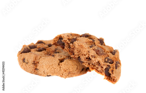 Cookies with chocolate drops isolated