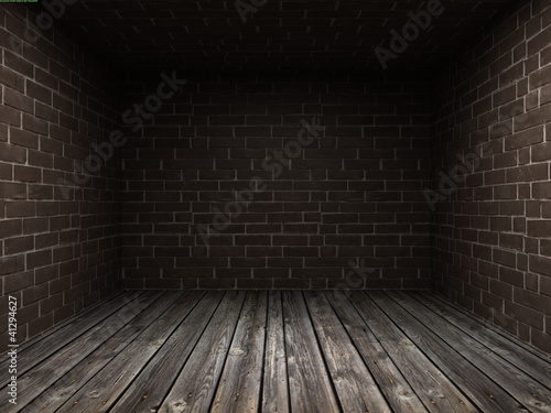 interior of an old dark room with