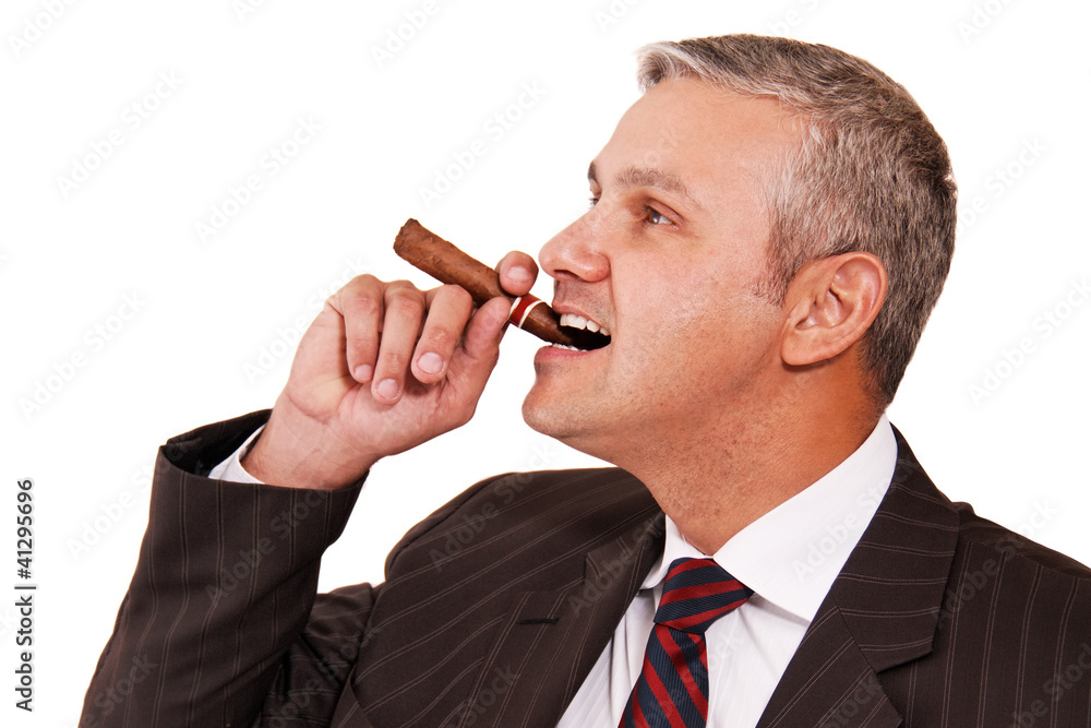 Businessman smoking cigar Businessman smoking cigar