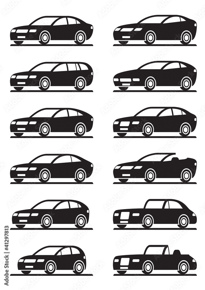 Different modern cars in angle