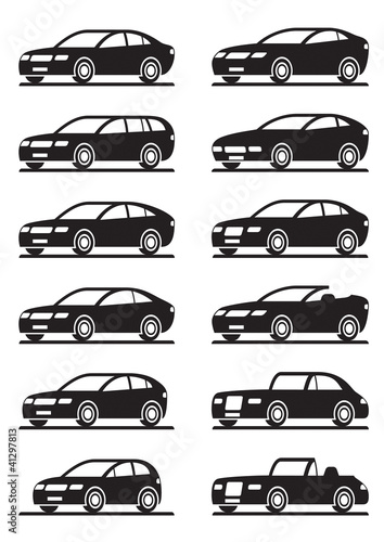 Different modern cars in angle