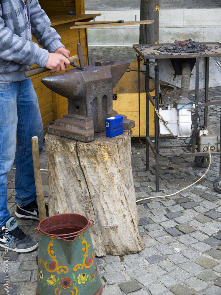 Blacksmith on Market in Royal Palace Budapest Hungary Blacksmith on Market in Royal Palace Budapest Hungary